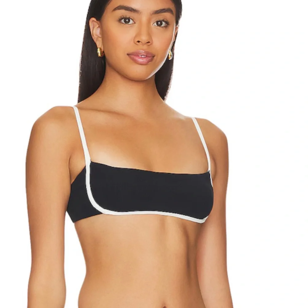 l*space Hazel Black Bikini Top with White Trim